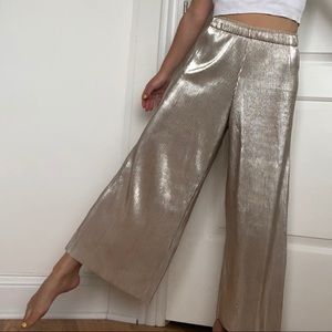 Gold wide leg pants